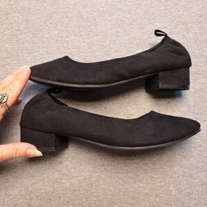 BRASH BLACK FAUX SUEDE LOW HEEL SHOES WOMENS SIZE 6 COMFY EVERYDAY WORK SLIP ON